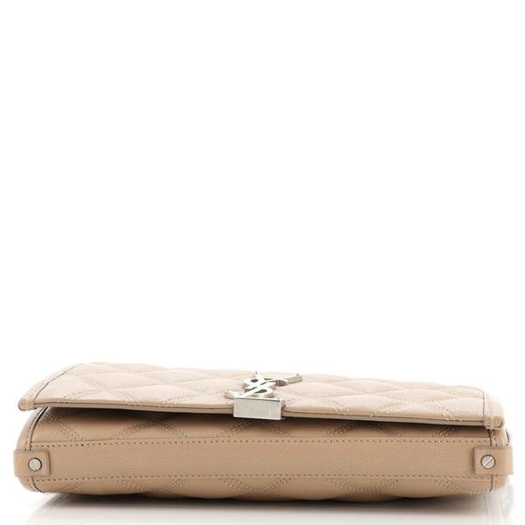 Saint Laurent Becky Chain Wallet Quilted Leather Neutral - Picture 5 of 8